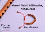 Ganesh Mukhi Rudraksha Bracelet (5mm-6mm) - Gold Cap & Knot Options, Handmade - Image 4