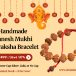 Ganesh Mukhi Rudraksha Bracelet (5mm-6mm) - Gold Cap & Knot Options, Handmade
