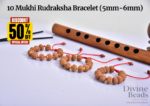 10 Mukhi Rudraksha Bracelet (5mm-6mm) – Handmade with Gold Cap & Knot Options