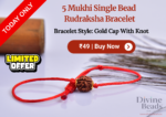 5 Mukhi Single Bead Bracelet – Handmade with Gold Cap & Knot Options