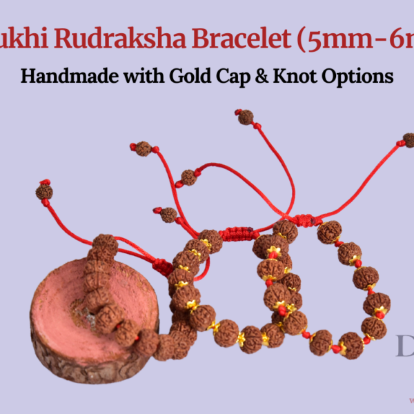 7 Mukhi Rudraksha Bracelet (5mm-6mm) – Handmade with Gold Cap & Knot Options
