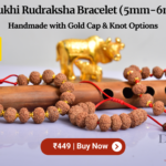 8 Mukhi Rudraksha Bracelet (5mm-6mm) – Handmade with Gold Cap & Knot Options
