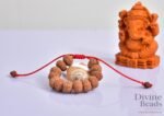 9 Mukhi Rudraksha Bracelet (5mm-6mm) – Handmade with Gold Cap & Knot Options - Image 4