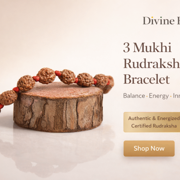 3 Mukhi Rudraksha Bracelet (5mm-6mm), Handmade with care